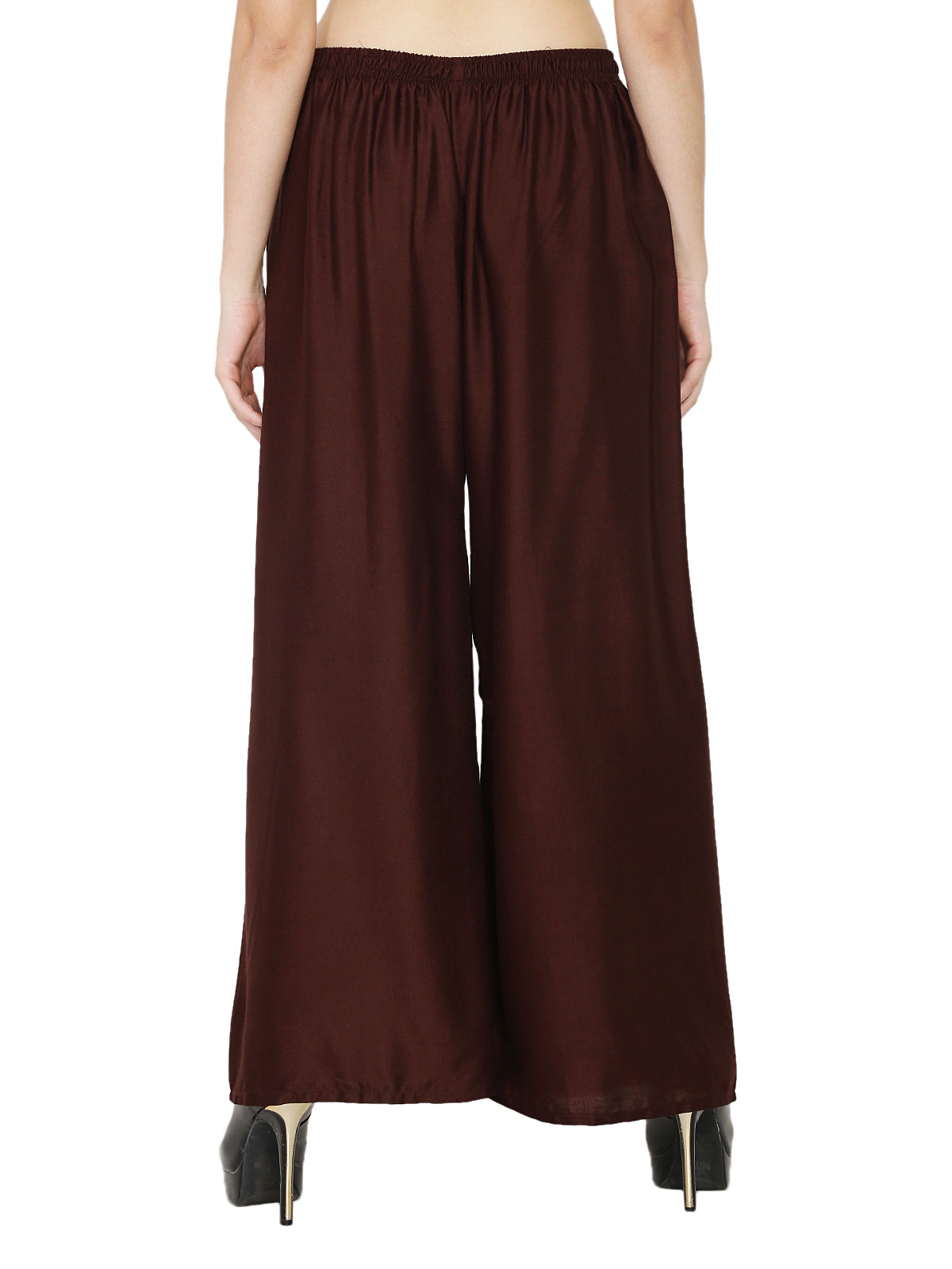 PAVONINE Brown Color Rayon Fabric Half Flared Sharara For Women | Grocsy