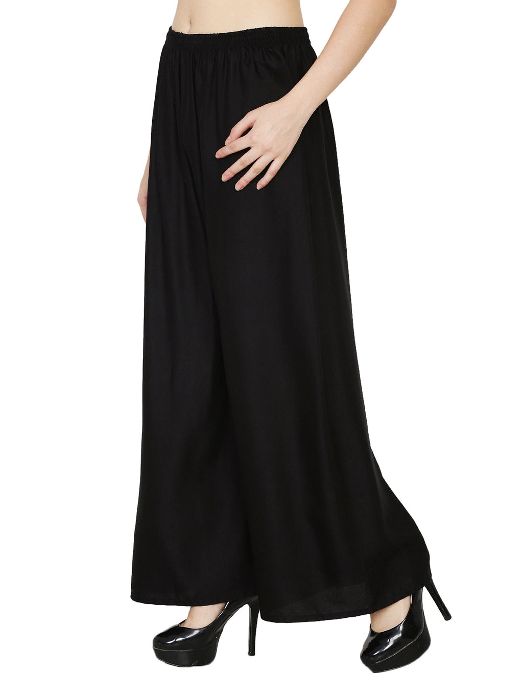 PAVONINE Black Color Rayon Fabric Half Flared Sharara For Women | Grocsy