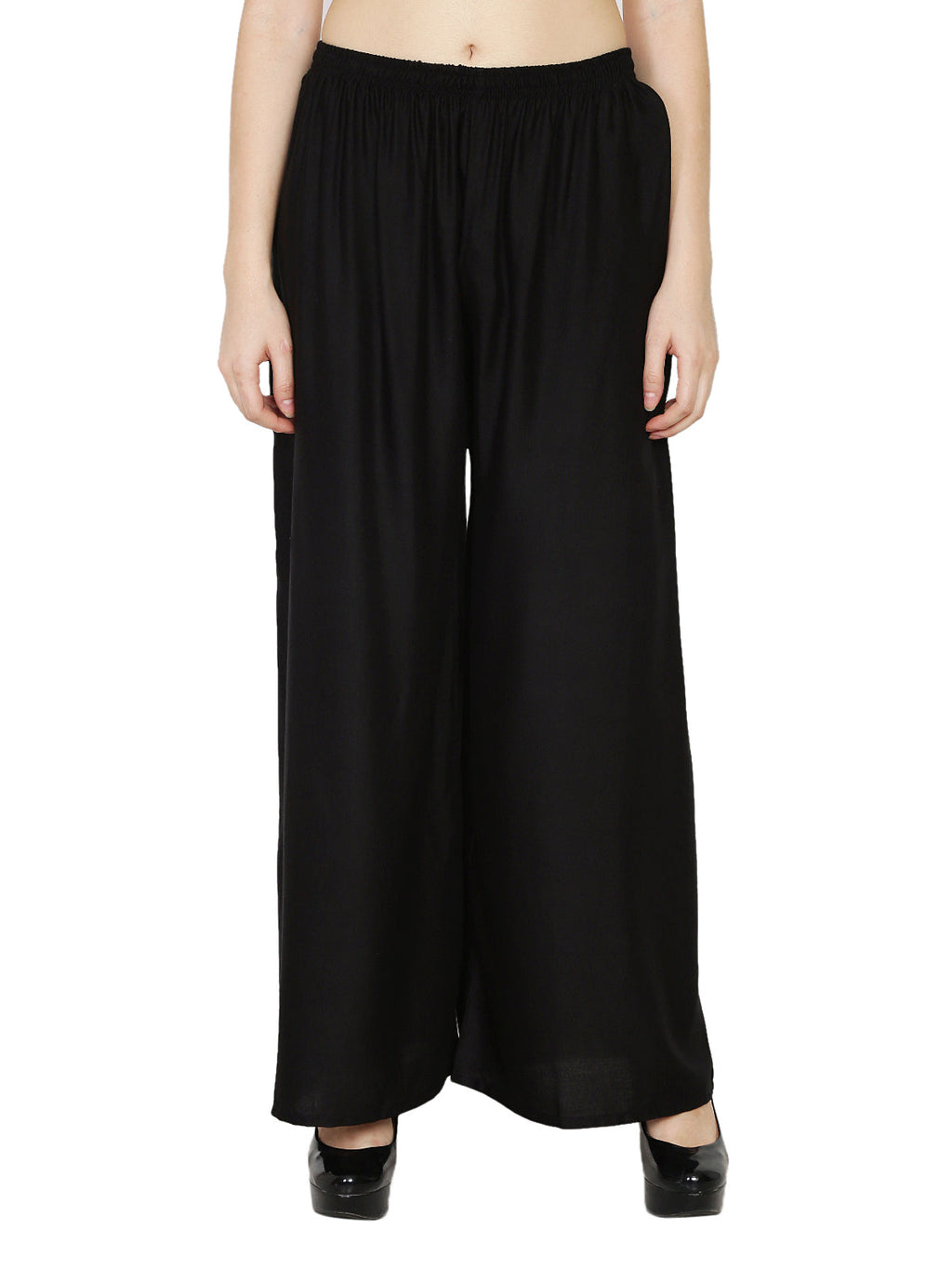 PAVONINE Black Color Rayon Fabric Half Flared Sharara For Women | Grocsy