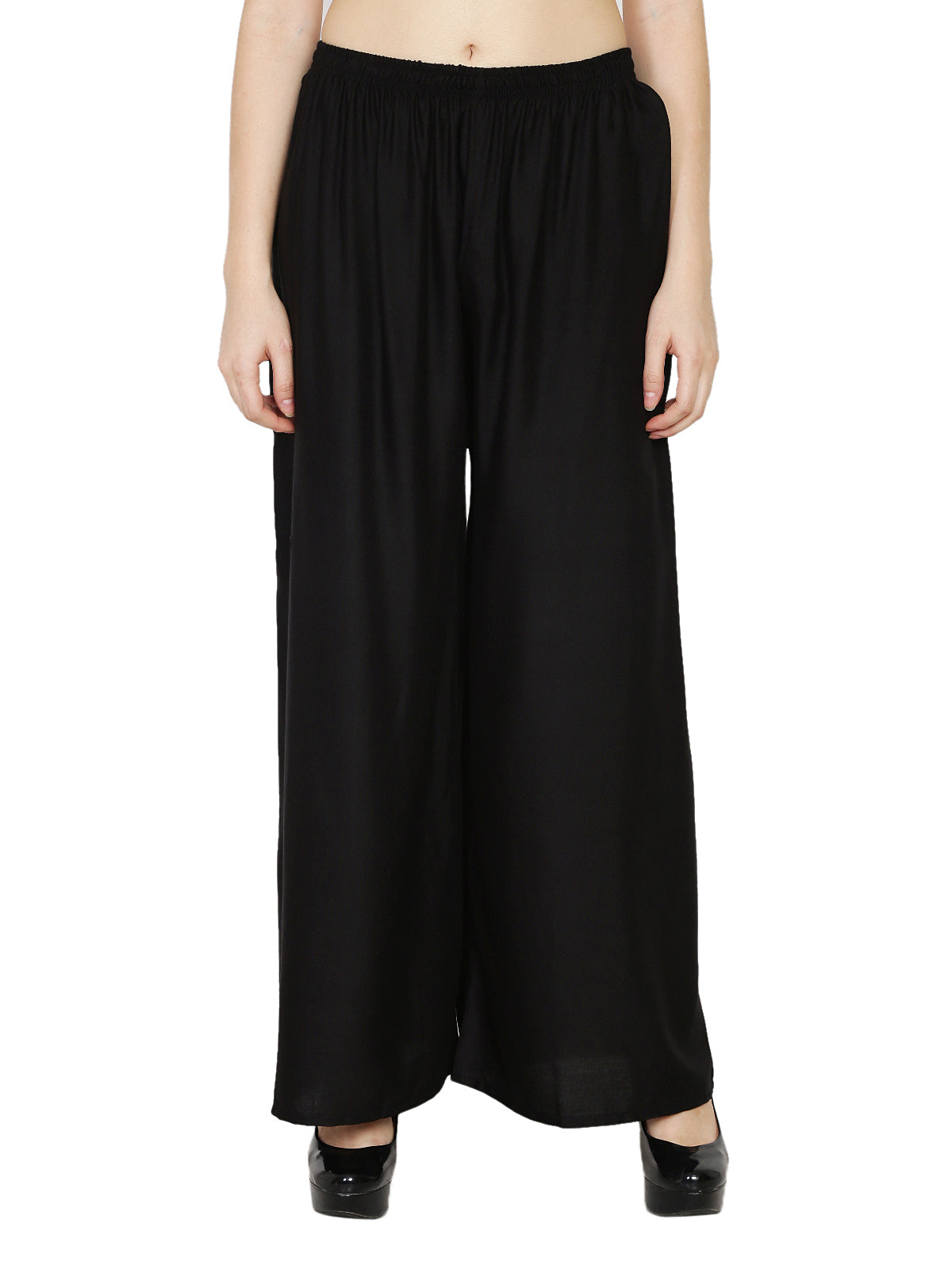 PAVONINE Black Color Rayon Fabric Half Flared Sharara For Women | Grocsy
