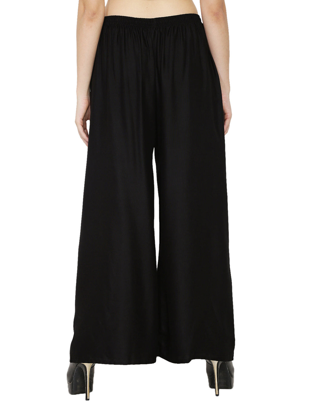 PAVONINE Black Color Rayon Fabric Half Flared Sharara For Women | Grocsy