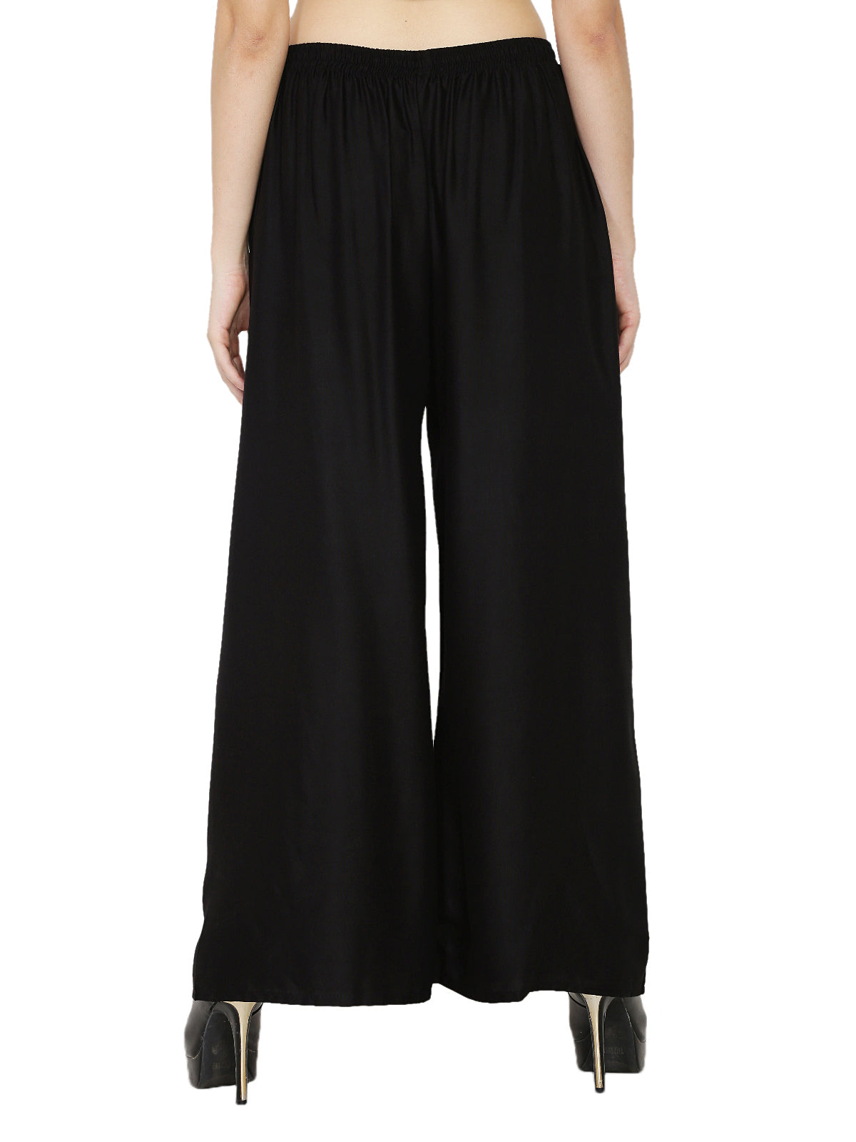 PAVONINE Black Color Rayon Fabric Half Flared Sharara For Women | Grocsy