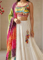 Lehenga Mart White Georgette Designer Bollywood Style Wedding Wear Lehenga Choli | Grocsy
