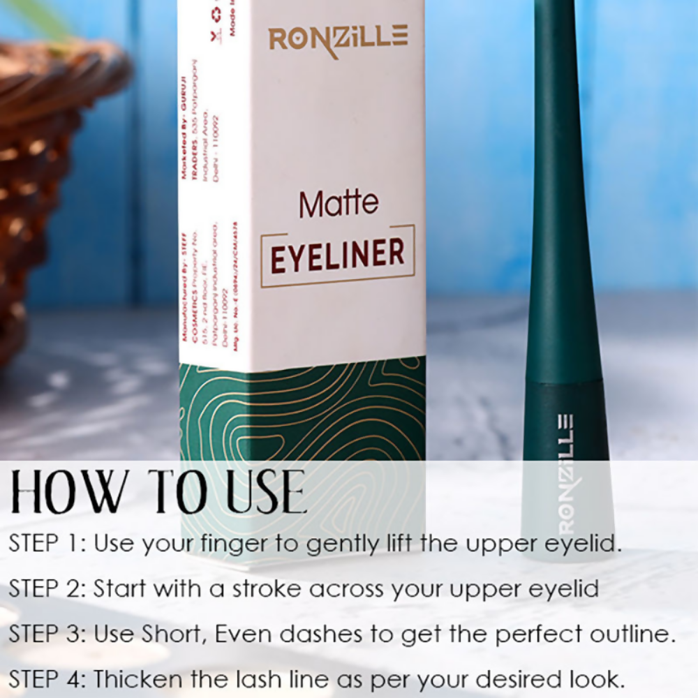 Ronzille Smudgeproof And Waterproof Liquid Matte Eyeliner - Green | Grocsy