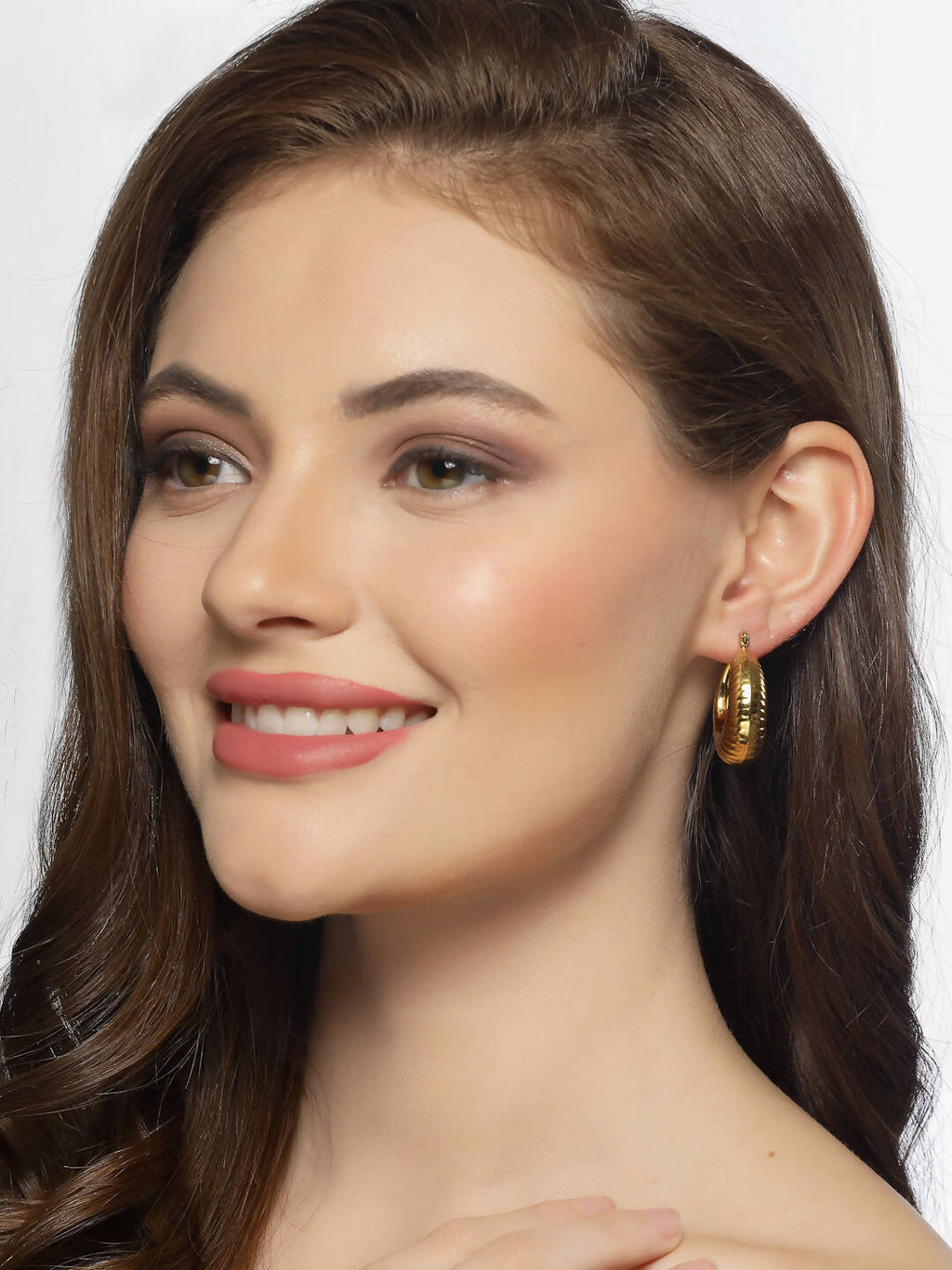 NVR Women Gold Circular Hoop Earrings | Grocsy