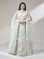 House of Panchhi Lime Green Net Sequinse Work Lehenga & Blouse with Dupatta | Grocsy
