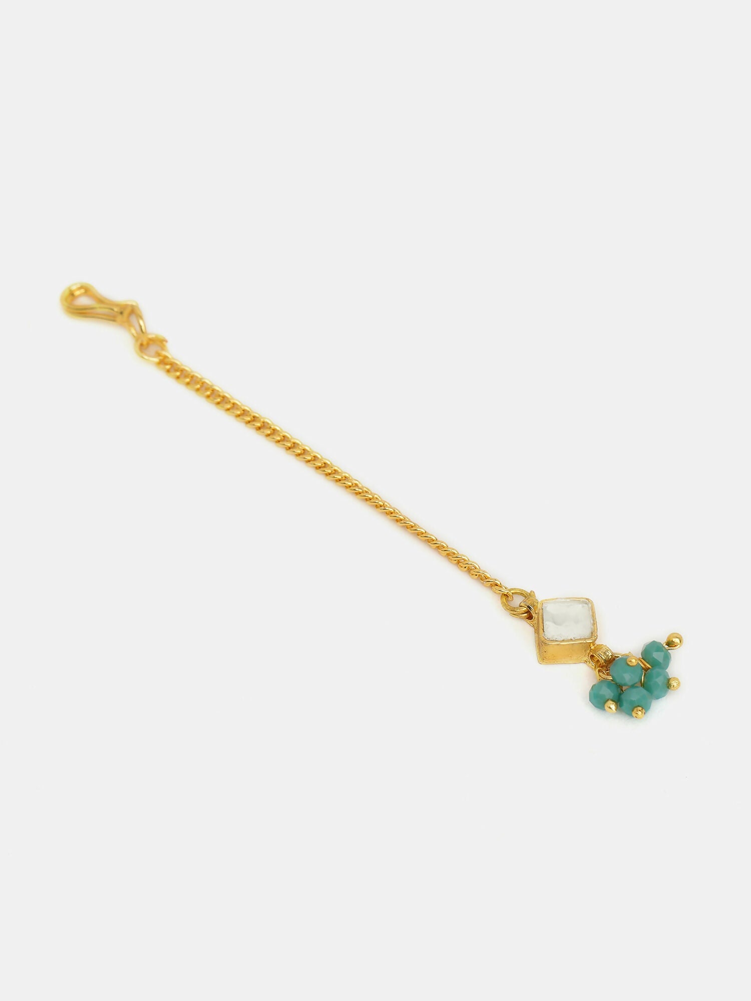 Ruby Raang Gold-White Set Of Earrings And Maang Tikka | Grocsy