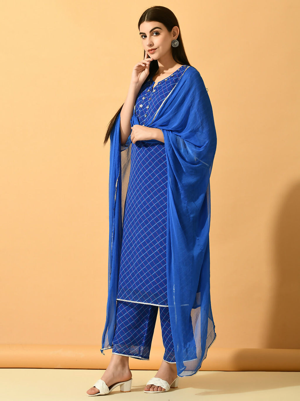 Myshka Women's Blue Embroidered Party Kurta Sets | Grocsy