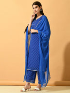 Myshka Women's Blue Embroidered Party Kurta Sets | Grocsy