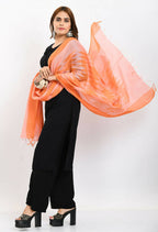 Mominos Fashion Moeza Women's Handloom Cotton Ikkat Orange Dupatta | Grocsy