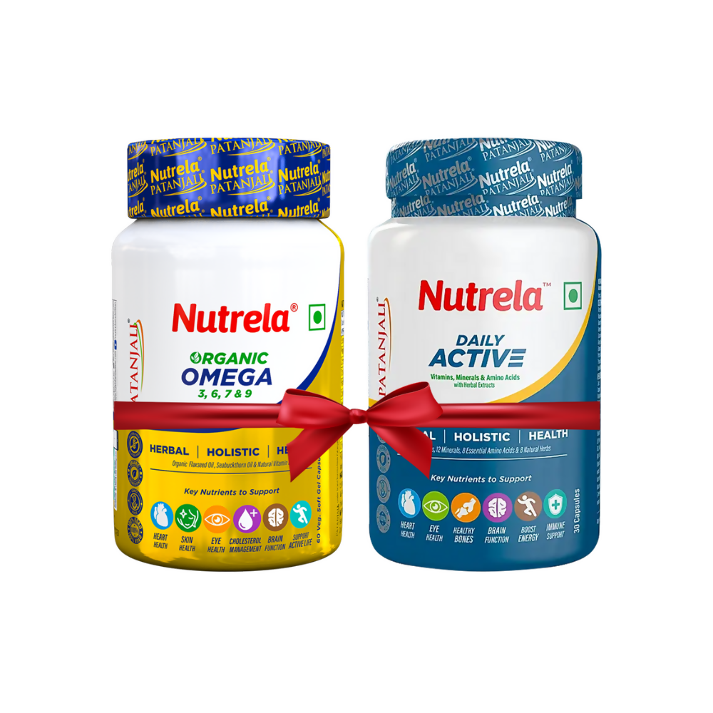 Patanjali Nutrela Daily Active + Omega 3 Softgel Combo | Multivitamin & Omega Bundle - Swadesiicart