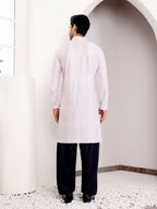Light Pink Georgette Designer Chikankari Embroidery Work Men's Kurta - Mahotsav | Grocsy