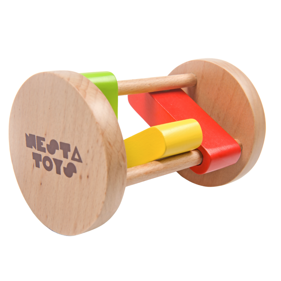 Nesta Toys Wooden Rattle Roll Clacker for Babies (6+ Months), Musical Toy for Sensory Exploration and Fine Motor Skills Development, Montessori Toy | Grocsy