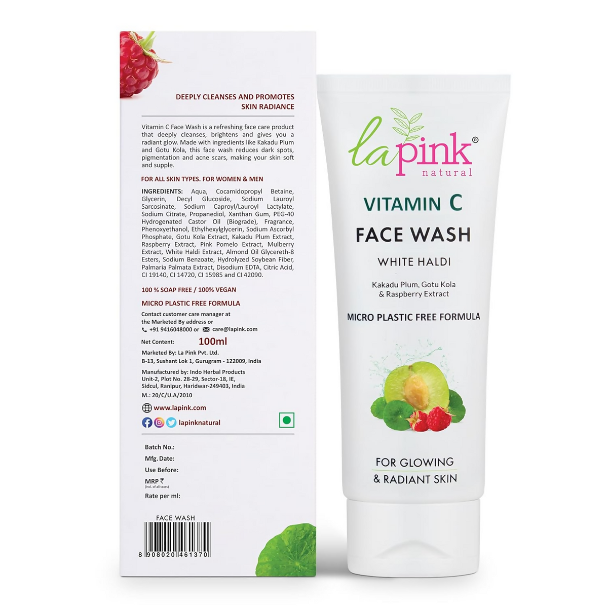 La Pink Vitamin C Face Wash With White Haldi & Gotu Kola | Grocsy