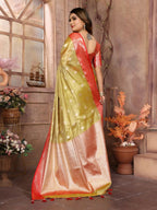 Anaita Golden Tissue Silk With Zari Weaving Saree With Blouse | Grocsy