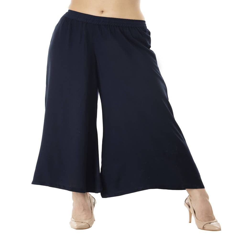 Lagi Women's Navy Blue Solid Palazzo (PLZ01B) | Grocsy
