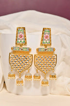 Grey Traditional Gold-Polished Meenakari Jhumka Jhumki Earrings Indian Jewellery For Women Girls By House of Ree - Swadesiicart