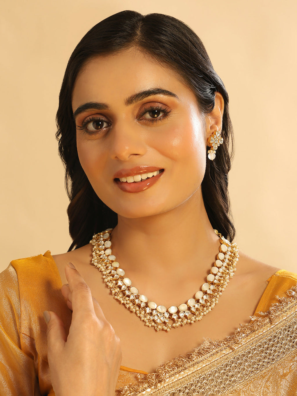 Nuyug 22K Gold Plated Ivory Dusk MOP Necklace | Grocsy