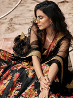 Myra Black Organza Printed Lehenga | Grocsy
