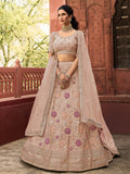 Myra Wedding Wear Mauve Organza Embroidered Lehenga Choli | Grocsy