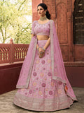 Myra Dark Pink Organza Embroidered Lehenga Choli | Grocsy