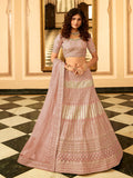 Myra Traditional Mauve Organza Embroidered Lehenga Choli | Grocsy