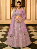 Myra Wine Organza Embroidered Lehenga Choli | Grocsy