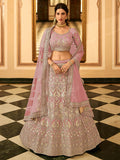 Myra Beautiful Mauve Organza Embroidered Lehenga Choli | Grocsy