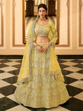 Myra Yellow Organza Embroidered Lehenga Choli | Grocsy