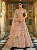 Myra Dusty Pink Organza Embroidered Lehenga Choli | Grocsy