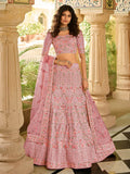 Myra Beautiful Dark Pink Organza Embroidered Lehenga Choli | Grocsy