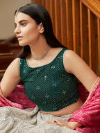 Myra Grey Organza Embroidered Lehenga | Grocsy
