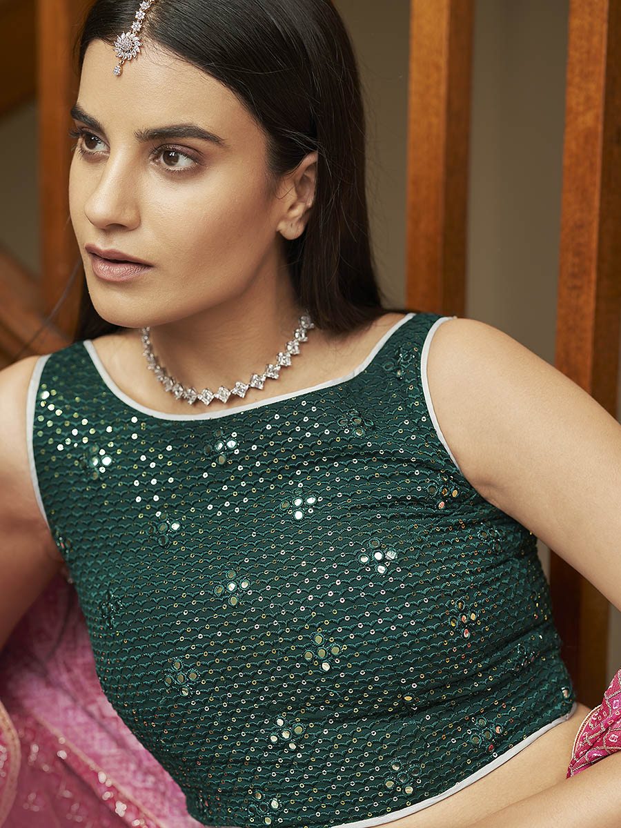 Myra Grey Organza Embroidered Lehenga | Grocsy