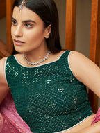 Myra Grey Organza Embroidered Lehenga | Grocsy