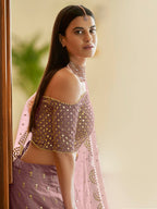 Myra Mauve Georgette Embroidered Lehenga | Grocsy