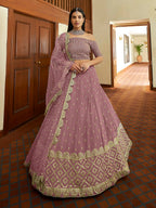 Myra Mauve Georgette Embroidered Lehenga | Grocsy
