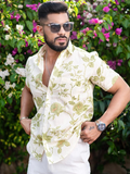 Miravan Men's Tea Green Floral Printed Half Sleeve Slim Fit shirt | Grocsy