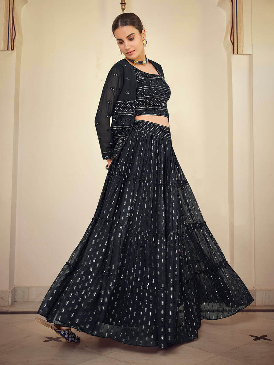 Myra Navy Blue georgette Designer Suit | Grocsy