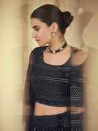 Myra Navy Blue georgette Designer Suit | Grocsy