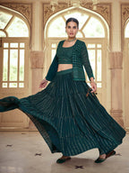 Myra Dark Green georgette Designer Suit | Grocsy