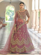 Myra Mauve Net Embroidered Lehenga | Grocsy