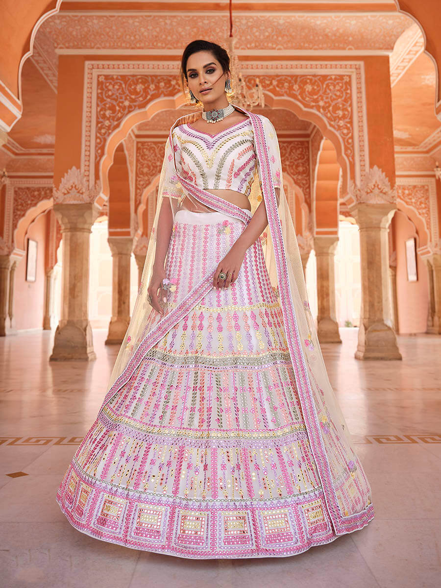 Myra Baby Pink Designer Handwork Lehenga | Grocsy