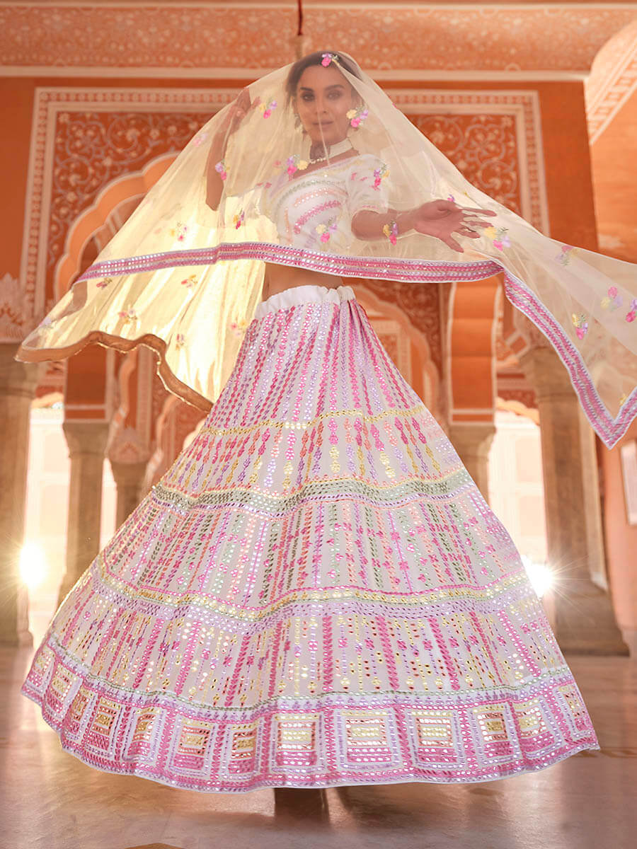 Myra Baby Pink Designer Handwork Lehenga | Grocsy