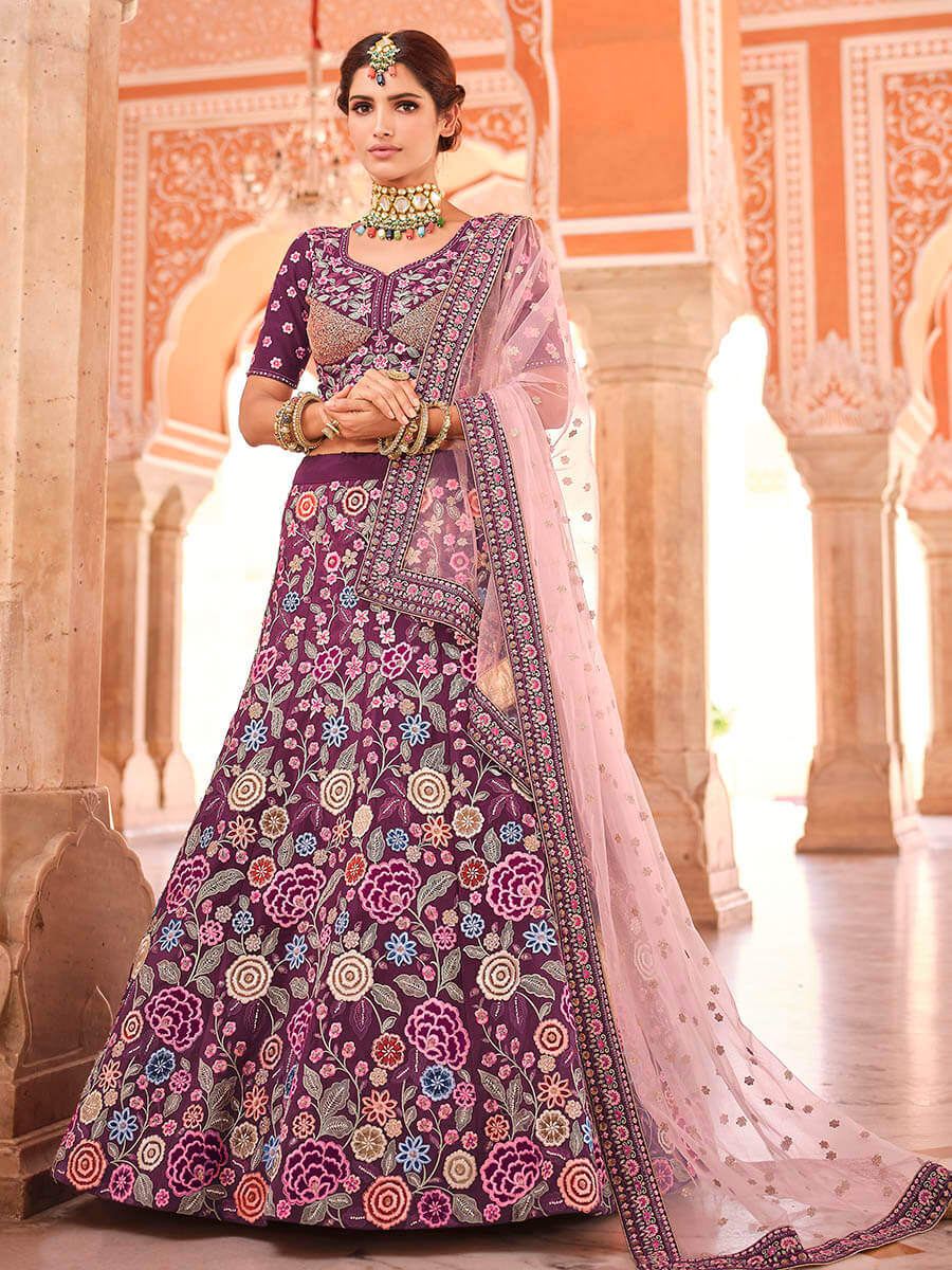 Myra Violet Designer Handwork Lehenga | Grocsy