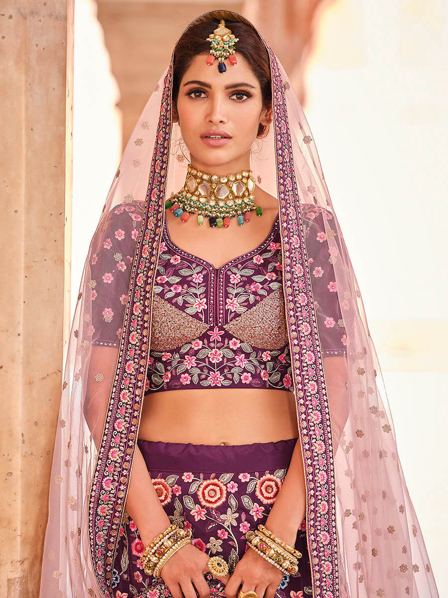 Myra Violet Designer Handwork Lehenga | Grocsy