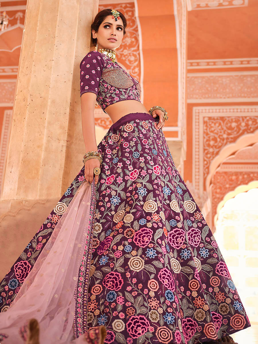 Myra Violet Designer Handwork Lehenga | Grocsy