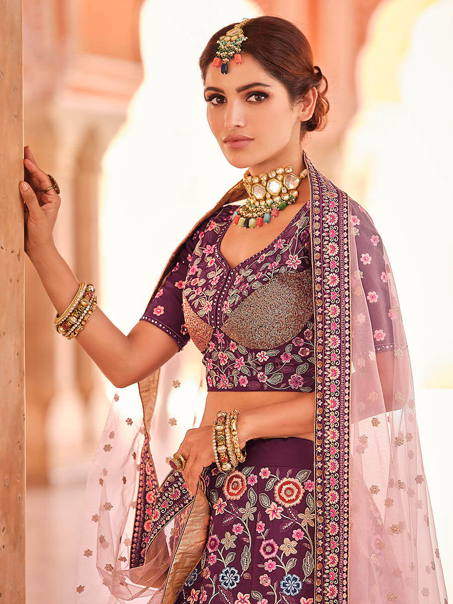 Myra Violet Designer Handwork Lehenga | Grocsy