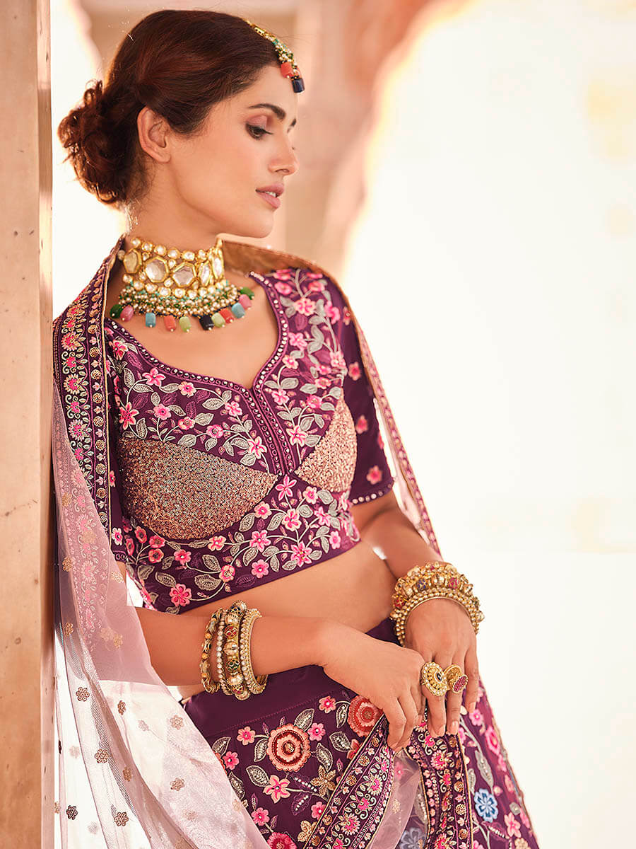 Myra Violet Designer Handwork Lehenga | Grocsy