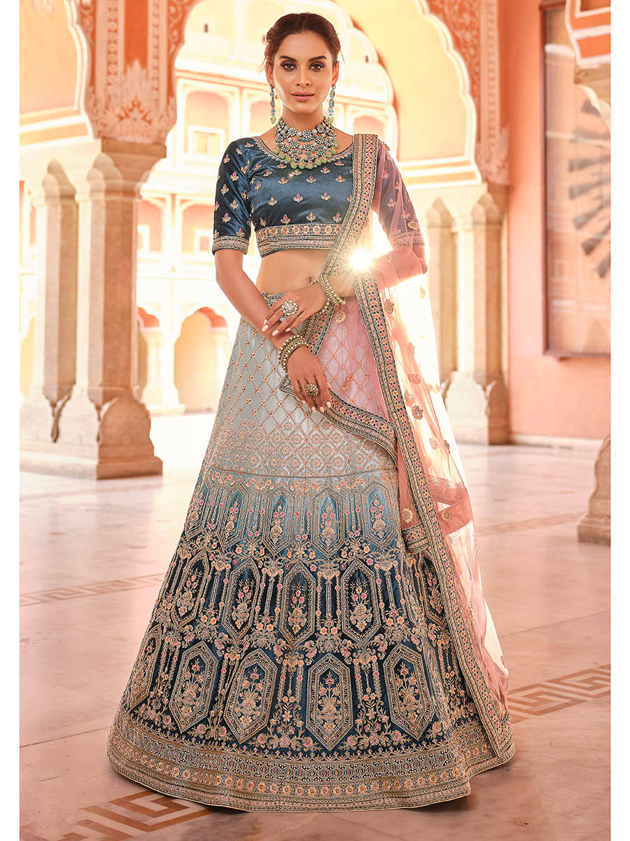 Myra Navy Blue Designer Hand work Lehenga | Grocsy