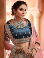 Myra Navy Blue Designer Hand work Lehenga | Grocsy